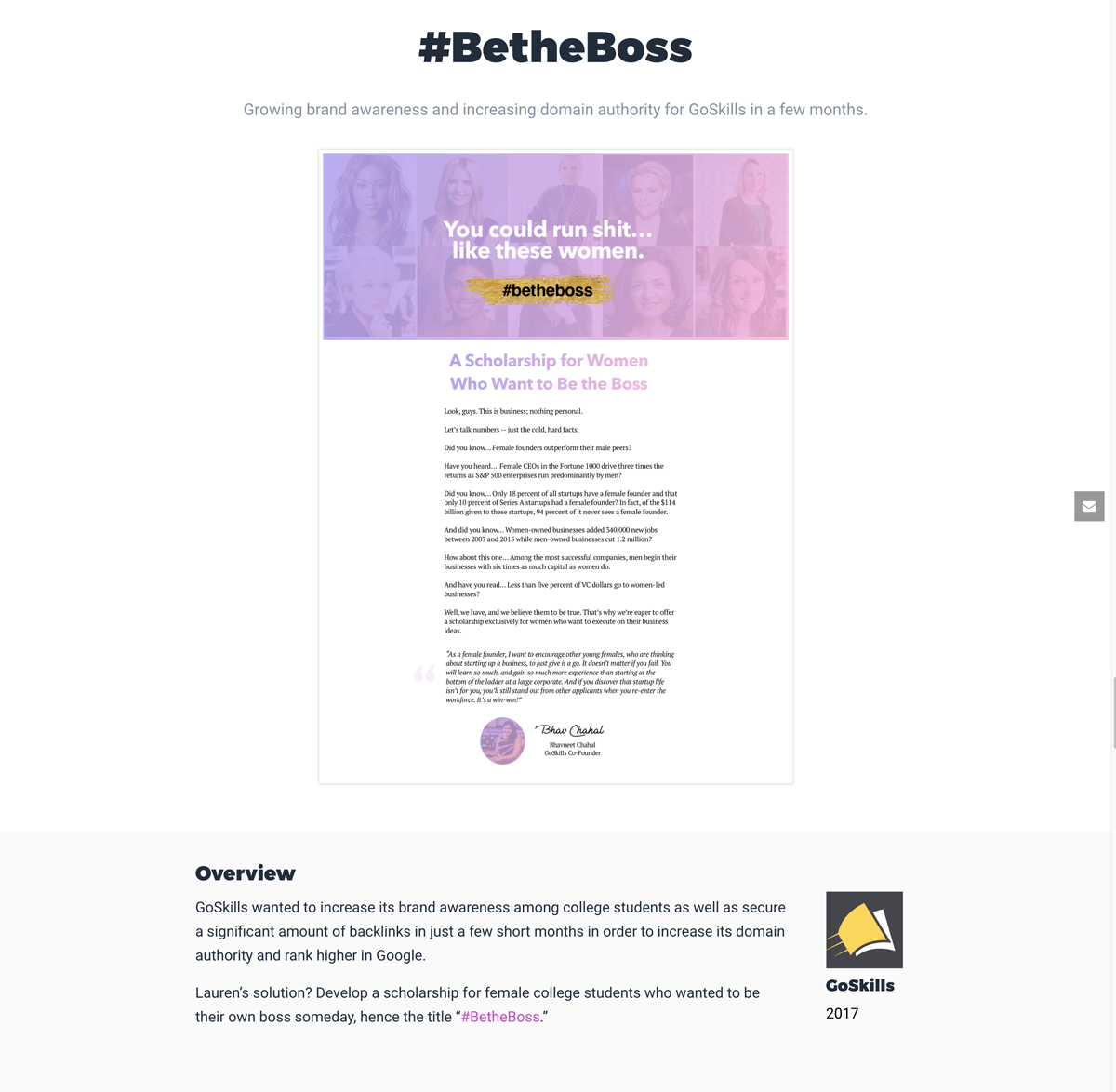 case study, #BetheBoss website