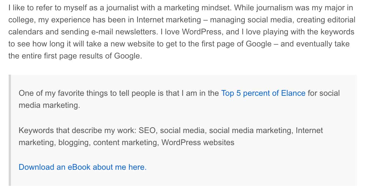 author Lauren Holliday's bio example