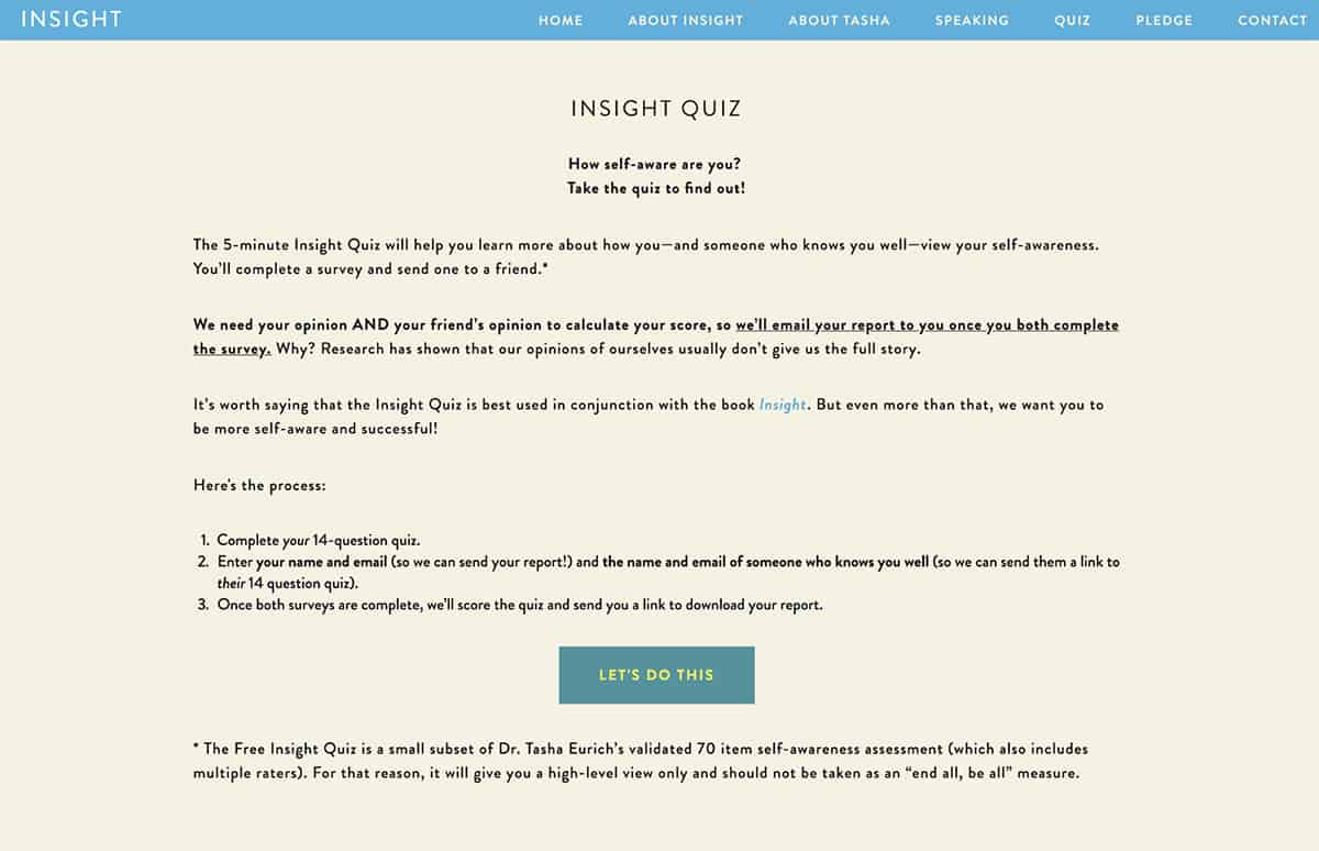 Insight Quiz website