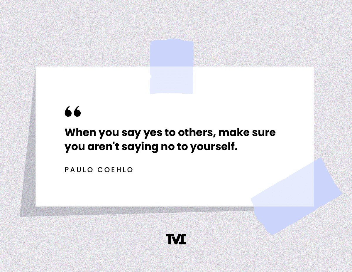 Quote on saying yes by Paulo Coehlo, quote added below graphic